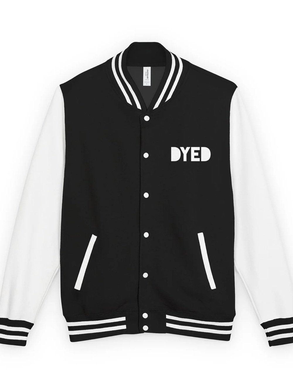 DYED ‘Don’t You Ever Die’ Men's Black and White Varsity Jacket